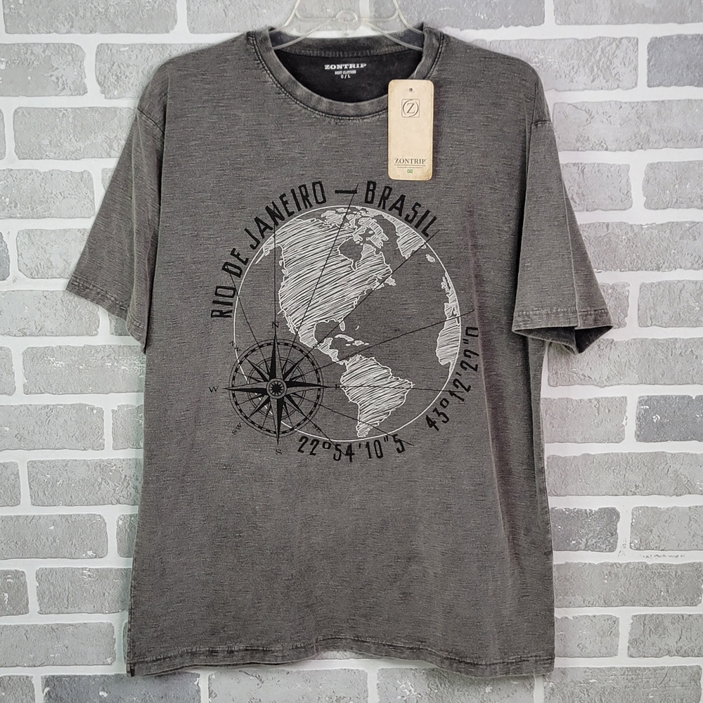 ZONTRIP Rio De Janeiro Brazil Stone Washed Soft T-shirt NWT Unworn Men's Size L